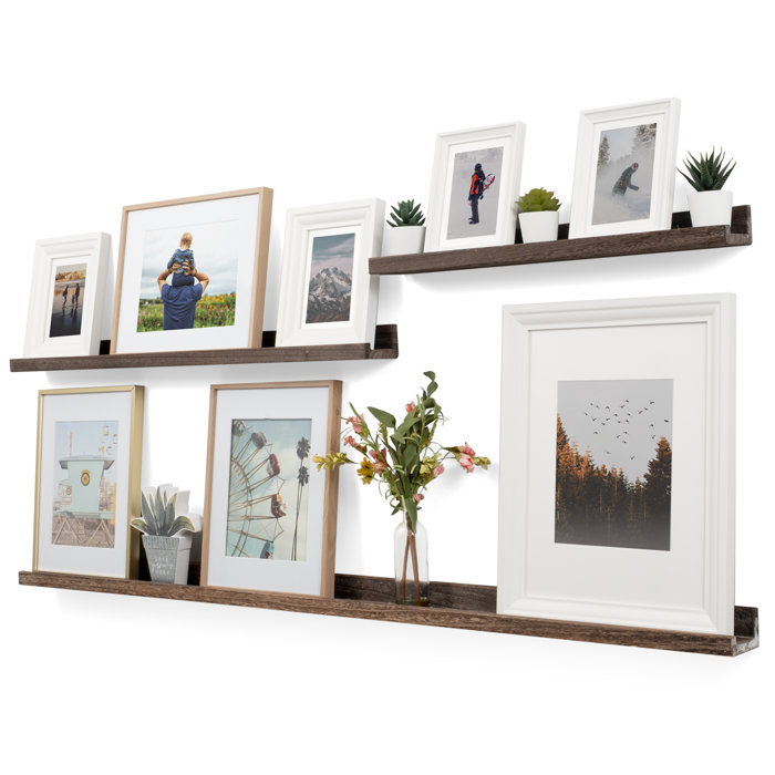 August Grove® Abid 3 Piece Solid Wood Picture Ledge Wall Shelf